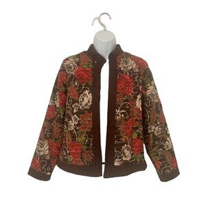 Sybelle Vintage Style Floral Quilted Jacket Size Medium Petite
